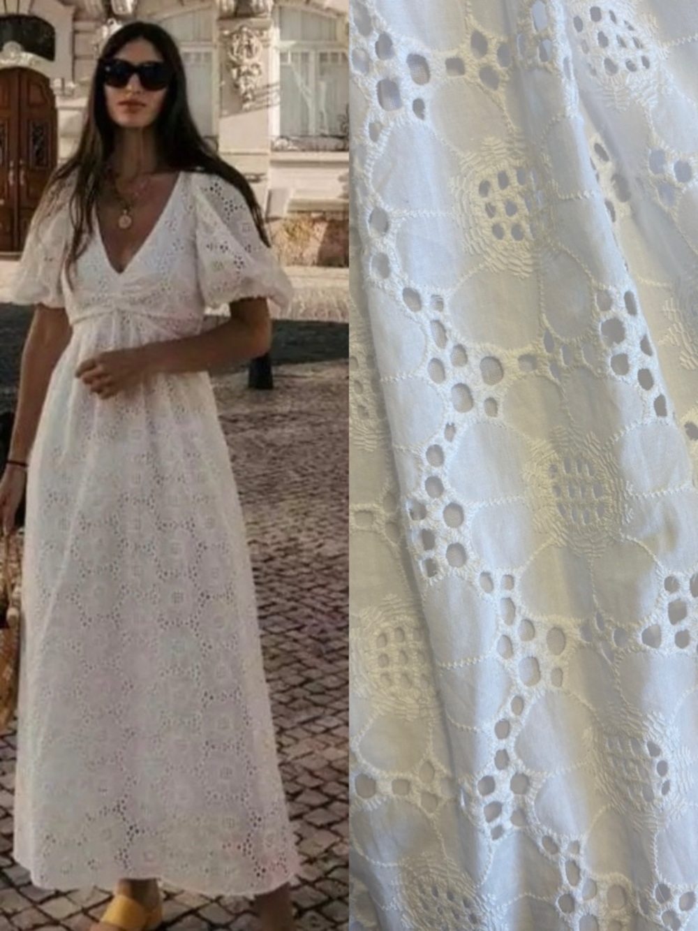 ZARA WHITE EYELET  MIDI DRESS WITH CUTWORK EMBROIDERY SIZE XS 2793/324